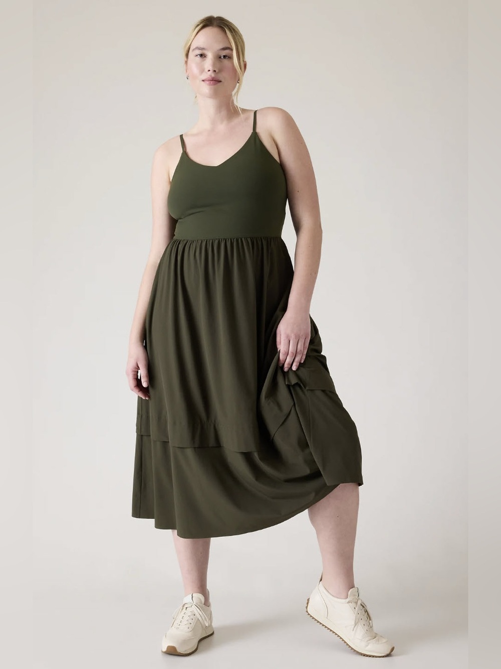 Elation V-Neck Hybrid Dress - Aspen Olive